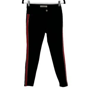 Zara Basic Z975 Denim Women's Side Stripe Skinny Jeans Size 4 Black Red Racer